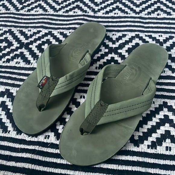 Rainbow Shoes - Olive Green Rainbow Sandals